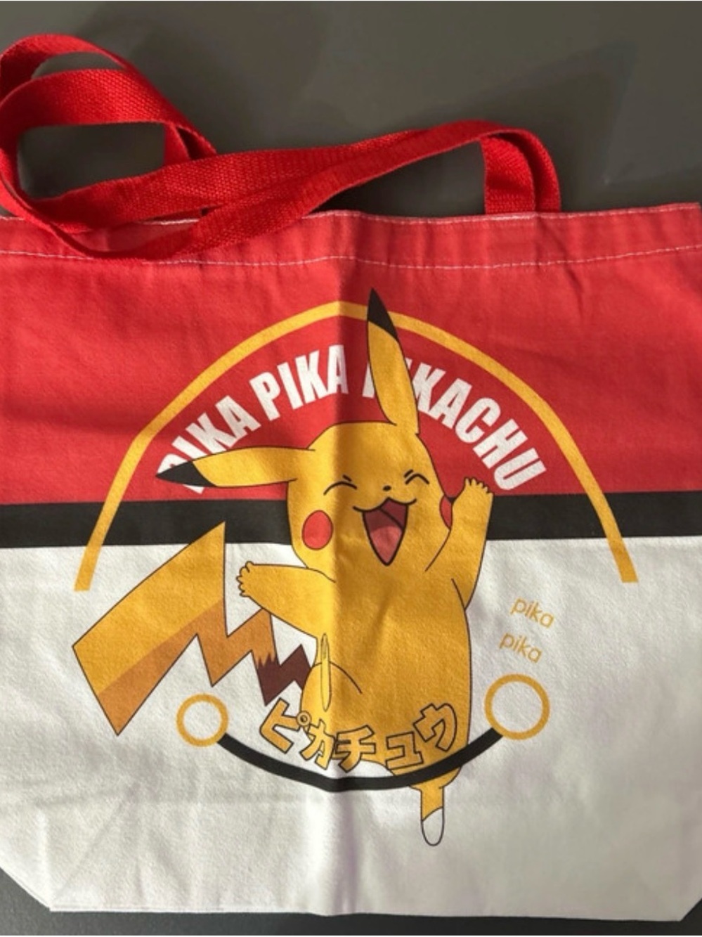 Pikachu Red & White Canvas Tote Bag - Pokémon